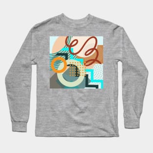 Modern Geometric Pattern Aqua Terracotta Style Long Sleeve T-Shirt